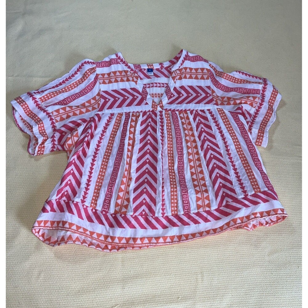 Old Navy short-sleeve Blouse Multicolor Textured Casual Boho Peasant Size 2x - Picture 2 of 8